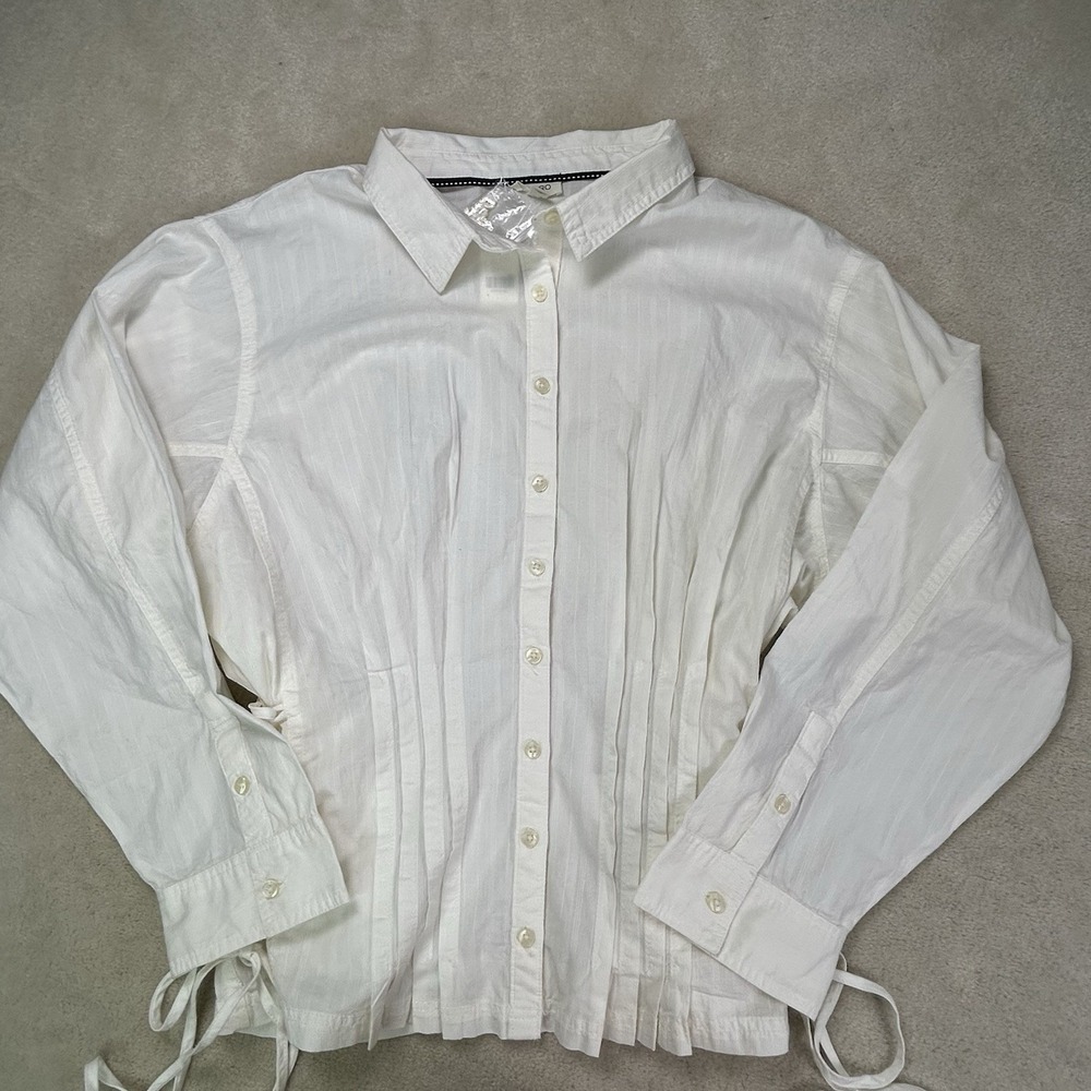 Anthropologie Pilcro Button Up White Shirt Cinch Waist Side Tie 2X